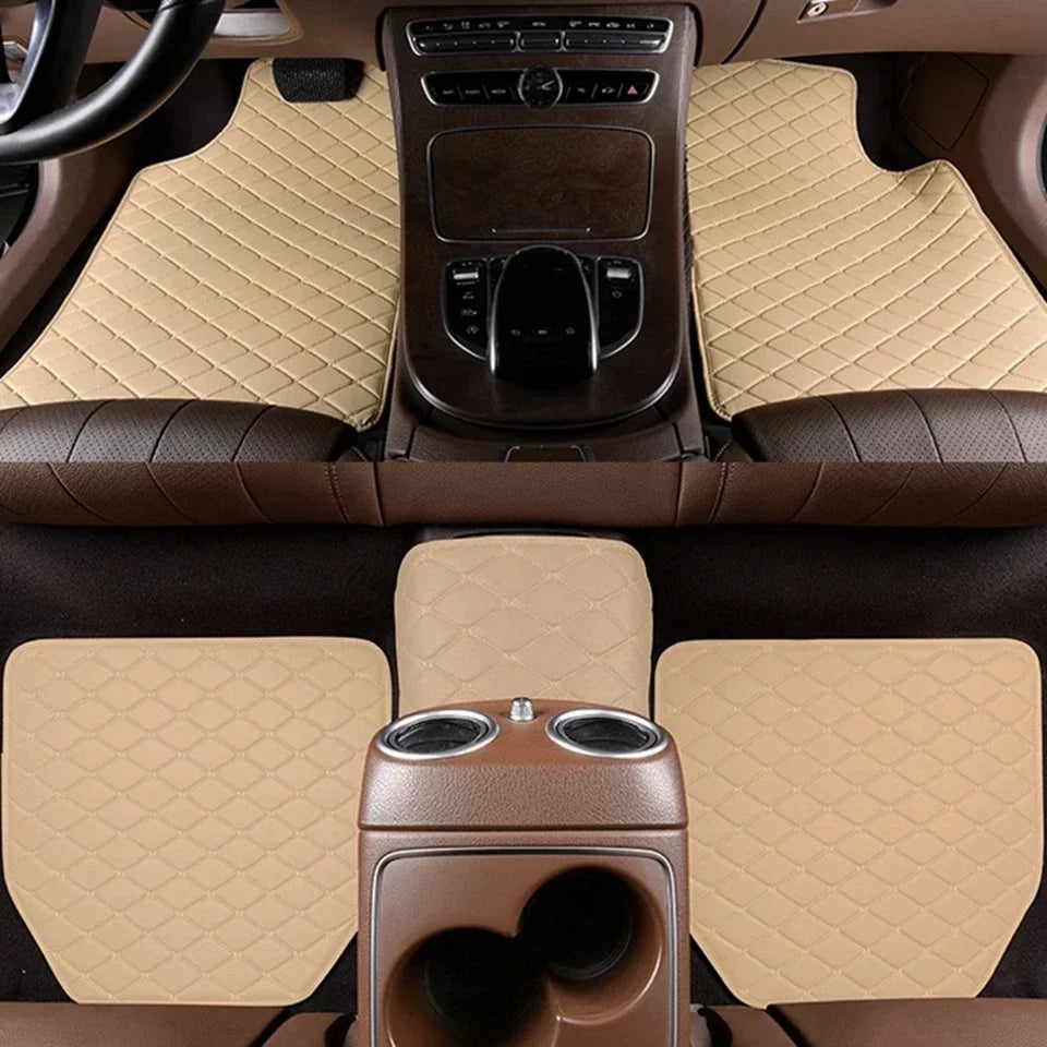 Universal Car Floor Mats PU Leather Waterproof Auto Foot Pad 5Pcs Set Protector Automobile Interior Carpet Accessories Interior