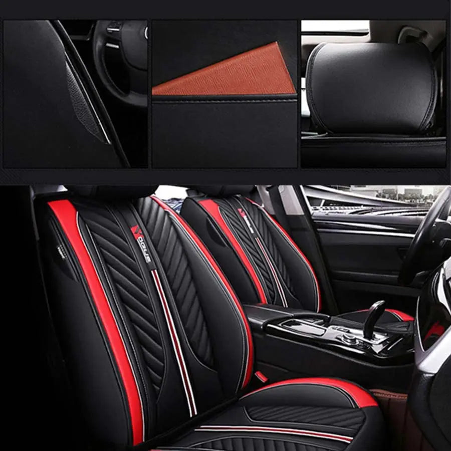 Universal Full Surrounded PU Leather Auto Seat Covers Cushion Set 5-Sits Car SUV