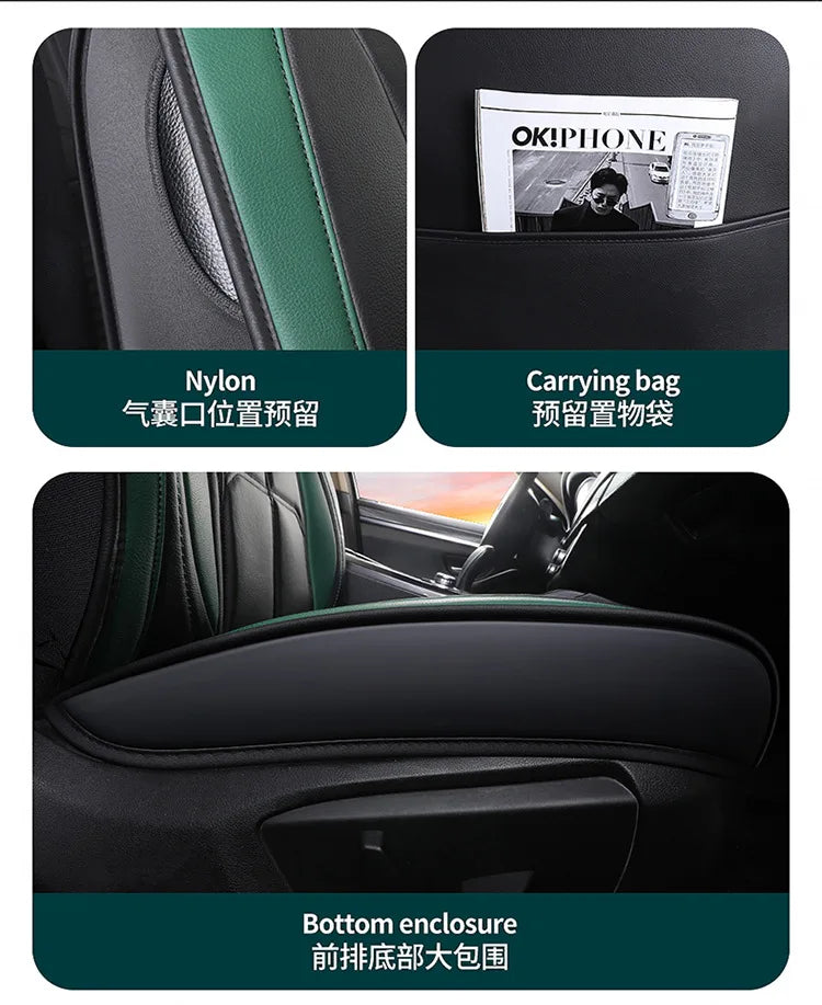 1pc Premium PU Leather Universal Fit Car Seat Cover All-Season Protector Mat with Soft Cushion Full Package Seat Cover