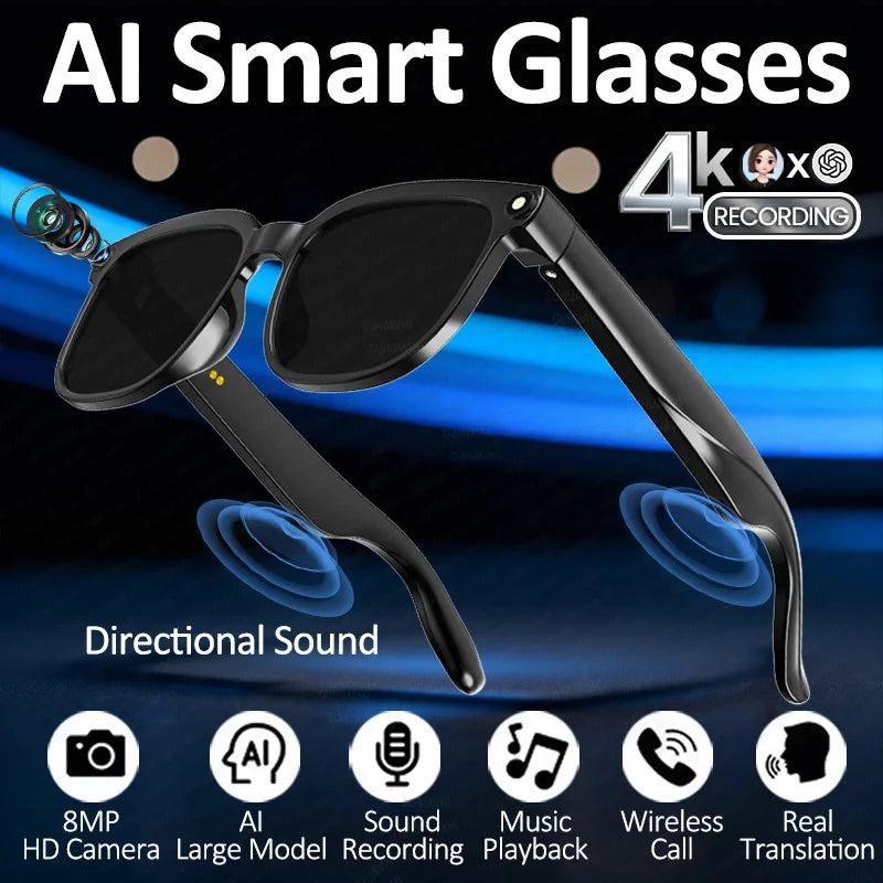 GUHUAVMI M02S Smart Camera Glasses – 800W 8MP HD, 1080P Video, WiFi 5G/4G, Bluetooth 5.3, ChatGPT, AI Translator, IP65