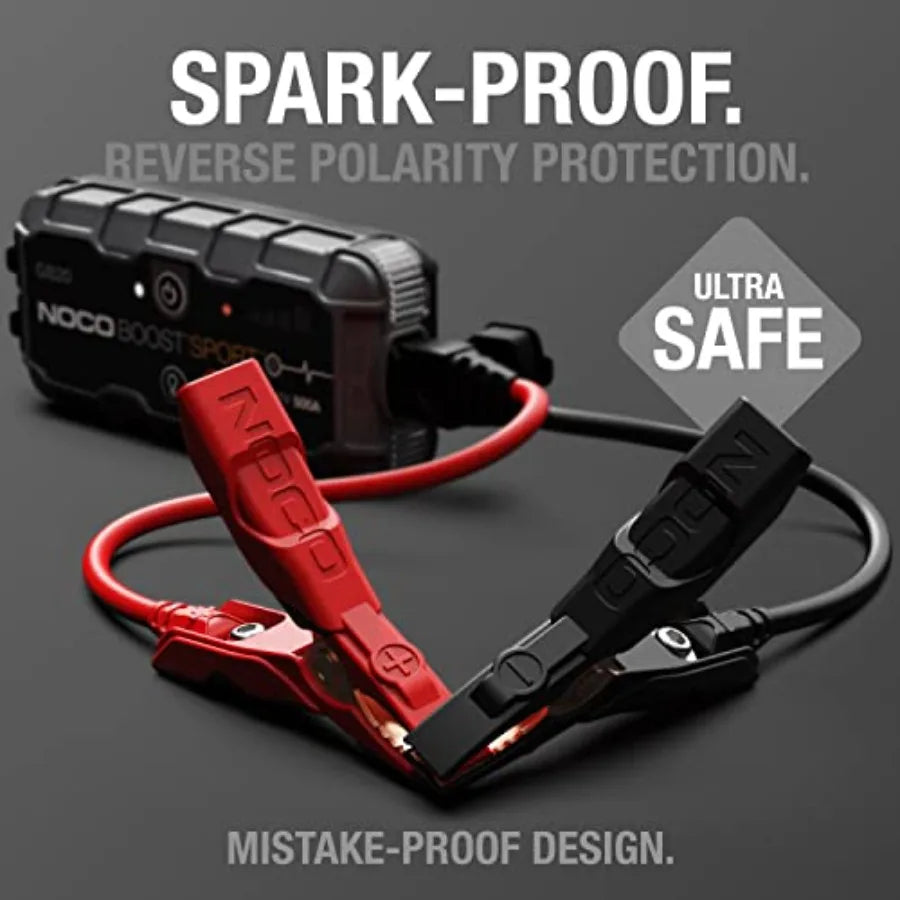 Boost : 500A UltraSafe Jump Starter 12V Lithium Battery Booster Pack Portable Jump Box Power Bank and Jumper Cables - for 4.0L