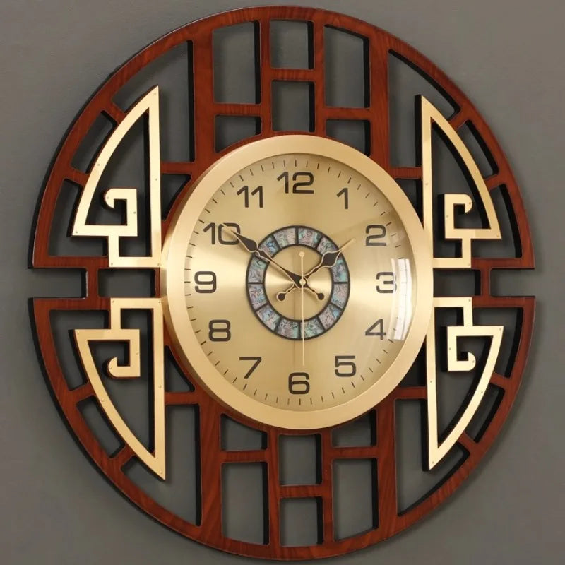 Luxury Minimalist Wall Clock – Modern Metal & Wood Design for Living Room & Kitchen