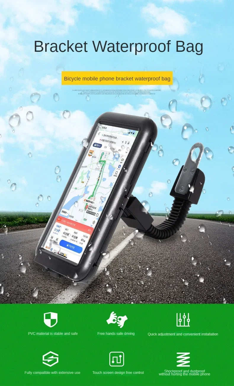 Motorcycle Phone Holder Support Moto Bicycle Waterproof Case Handlebar Stand Case Mount Waterproof Scooter Motorbike Phone Bag