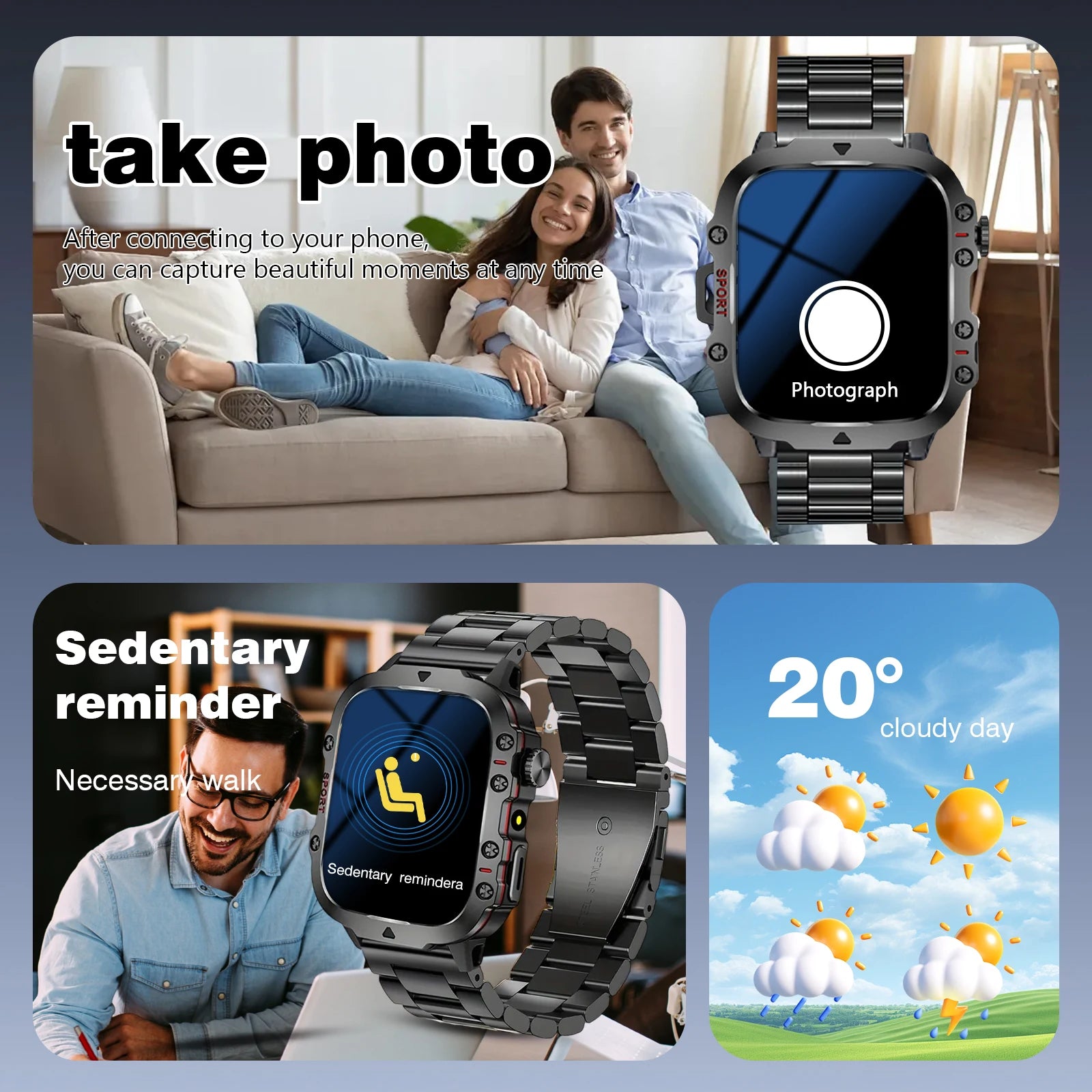 Smart Watch with LED Light – Wireless Calls, Multi-Sport Modes & Custom Wallpaper