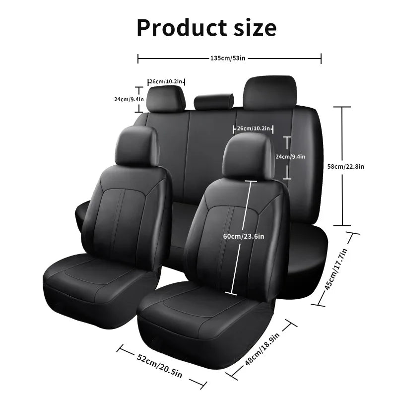 5-Seater Luxury Car PU Leather Quilted Car Seat Cover, Suitable for Car SUV Pickup, Full Surround Protectionseat Covers