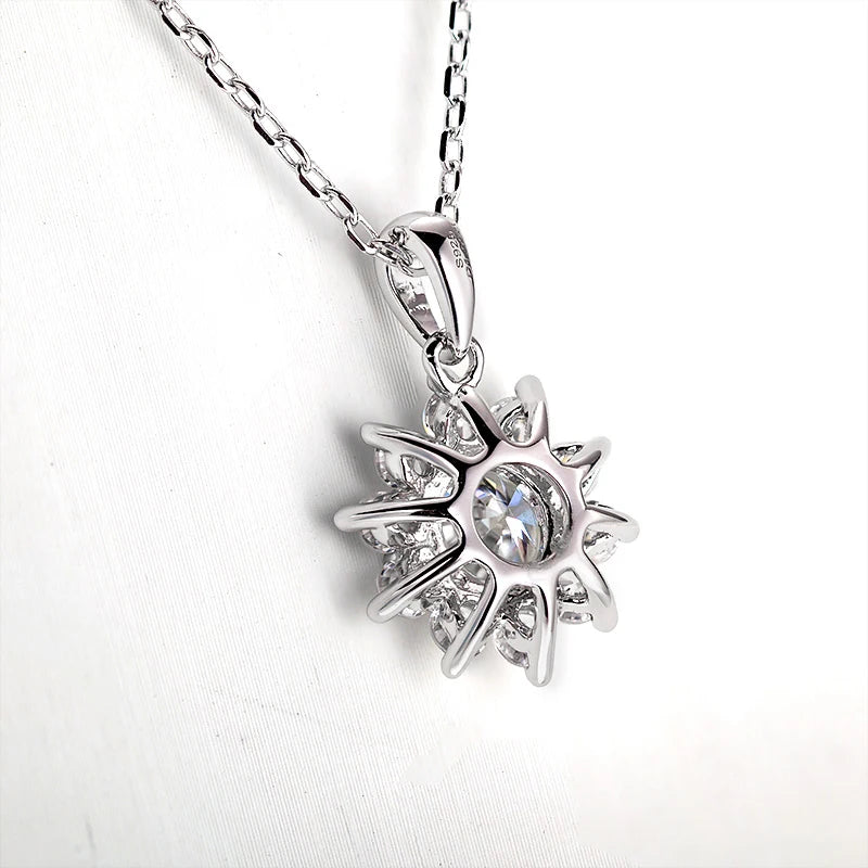 925 Silver Necklace With Real D Color Moissanite 1 Carat Round Shape best gift wedding jewelry