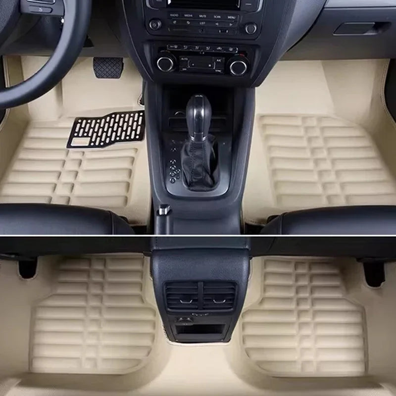 Universal Anti-Slip Car Floor Mat – PU Leather & Rubber, Durable Interior Accessory