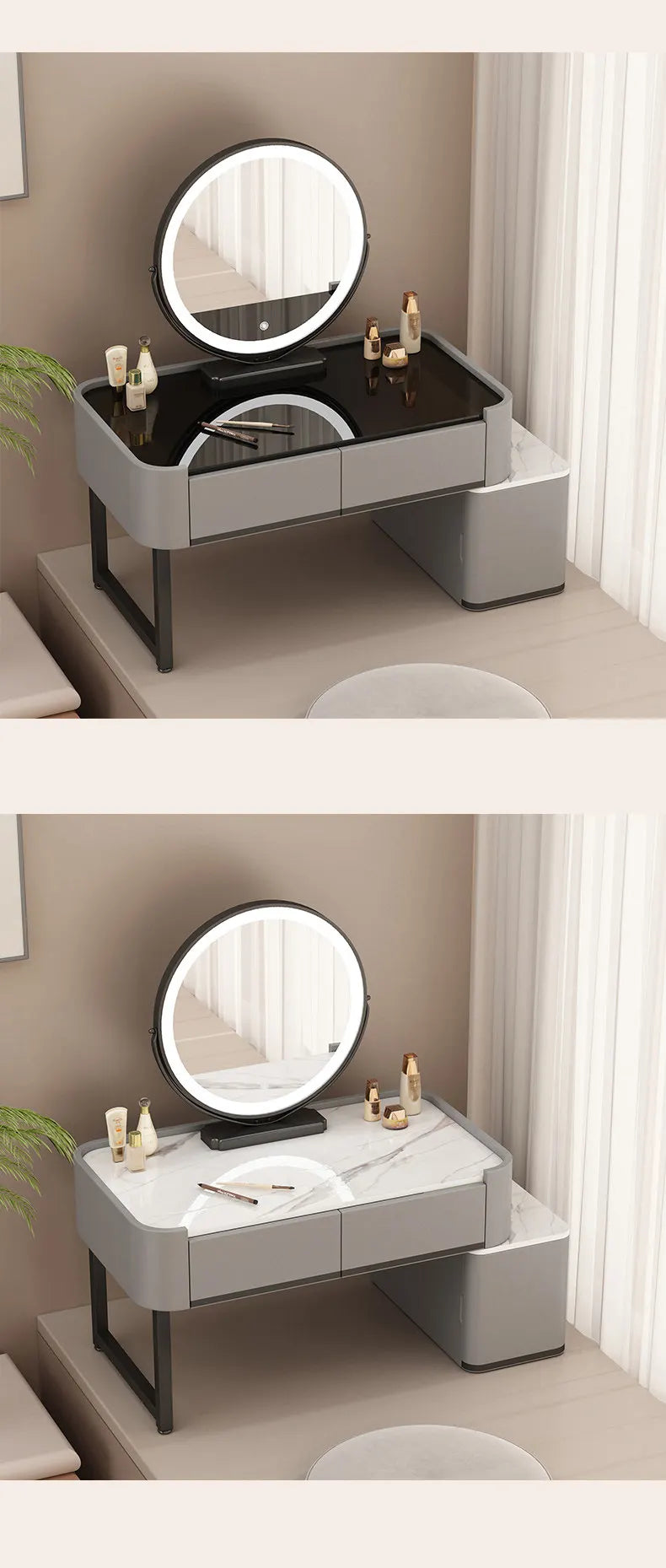 Luxury Dressing Table with Mirror – Makeup Organiser & Storage Shelf