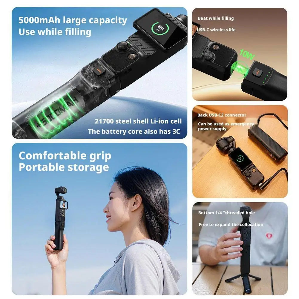 For Osmo POCKET 3 Pocket Camera Accessories 5000mAh Large Capacity Mobile Power Bank Battery Life Controller USB Digital Display