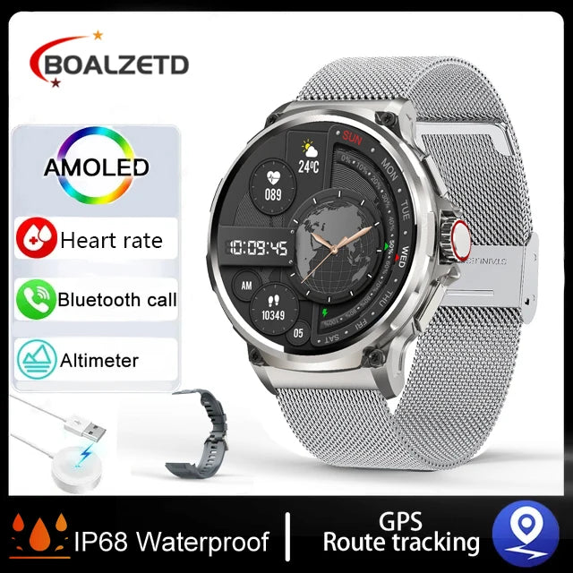 2026 New SmartWatch Men 1.85-Inch HD Sports Bluetooth Call GPS Sports Fitness Tracker Heart Monitor 710mAh Waterproof For Gift