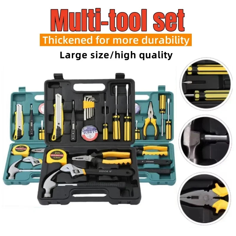 General Household Hand Tool Kit – Plastic Toolbox Storage Case for Car & Home Repair