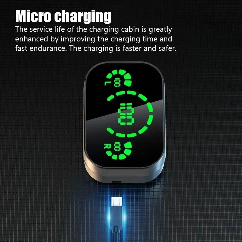 TWS Wireless Bluetooth Headset with Mic – LED Charging Box, Earbuds for Smartphones