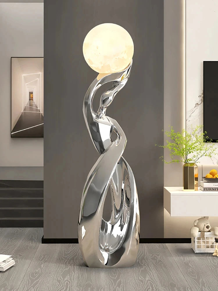 Luminous Abstract Sculpture - Modern Floor Statue for Living Room