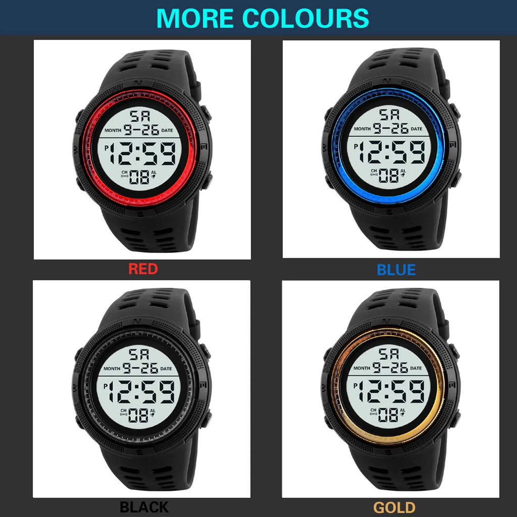 Men's Sport Digital Watch, Big Dial Luminous Waterproof Military Electronic Wristwatch