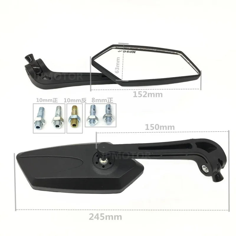 Motorcycle Universal 8mm 10mm KOSO Mirror Scooter E-Bike Cafe Racer Retro Rearview Mirrors Electrombile HD Vision Side Mirror