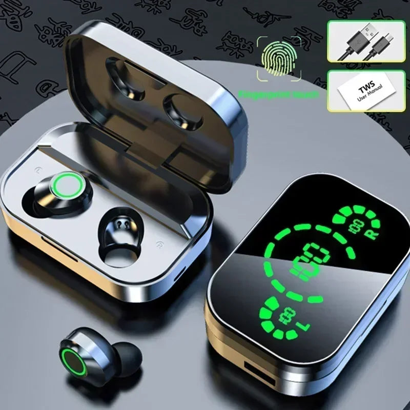 TWS Wireless Bluetooth Headset with Mic – LED Charging Box, Earbuds for Smartphones
