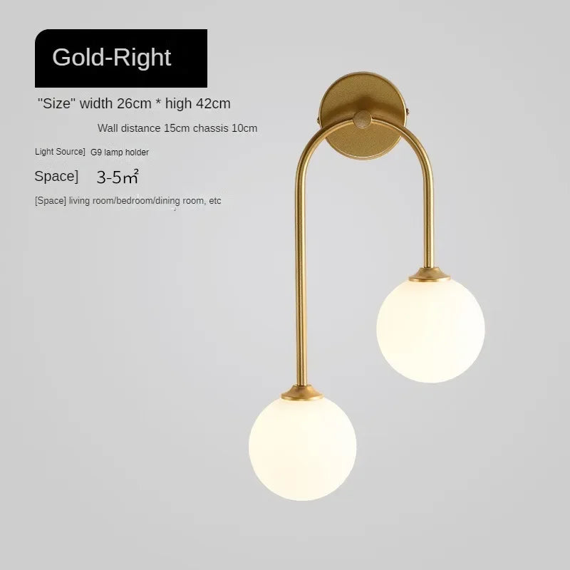 Nordic Wall Lamp – Double Glass Ball Bedroom & Living Room Sconce