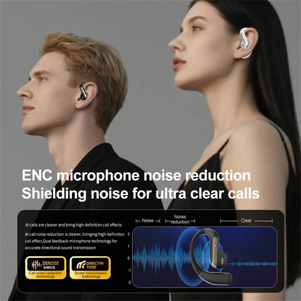 Smart AI Translation Headset Stereo Sound Semi-in-ear Air Conduction True Wireless Sport Long-lasting Bluetooth Ear Hook Headset