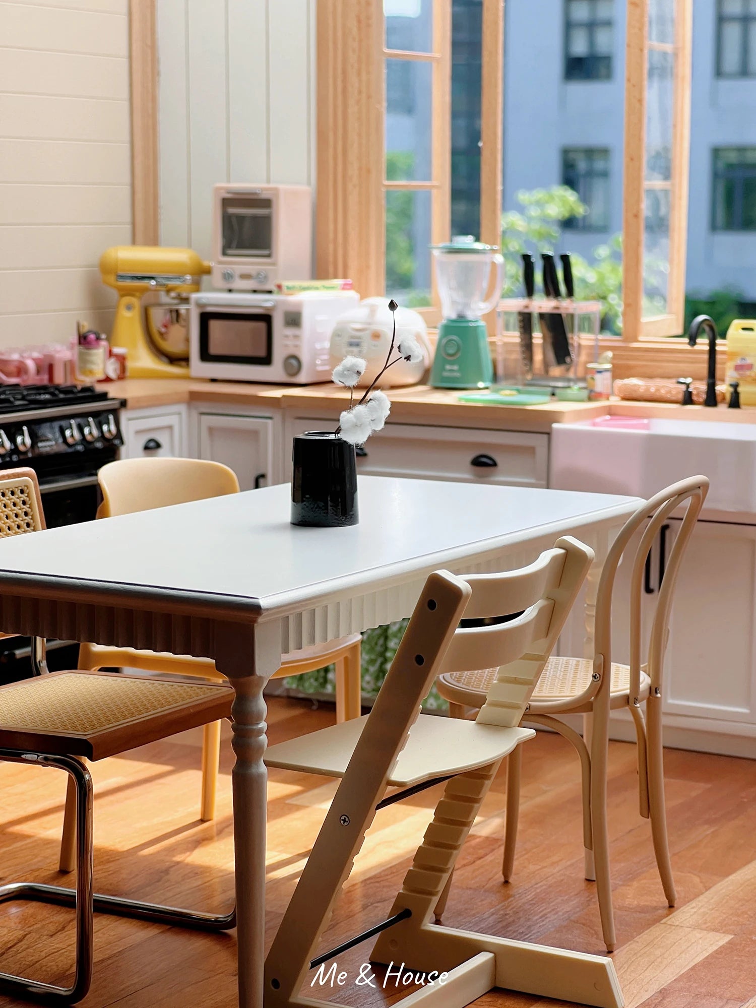 1:6 Dollhouse Miniature Dining Table – Vintage Mini Furniture