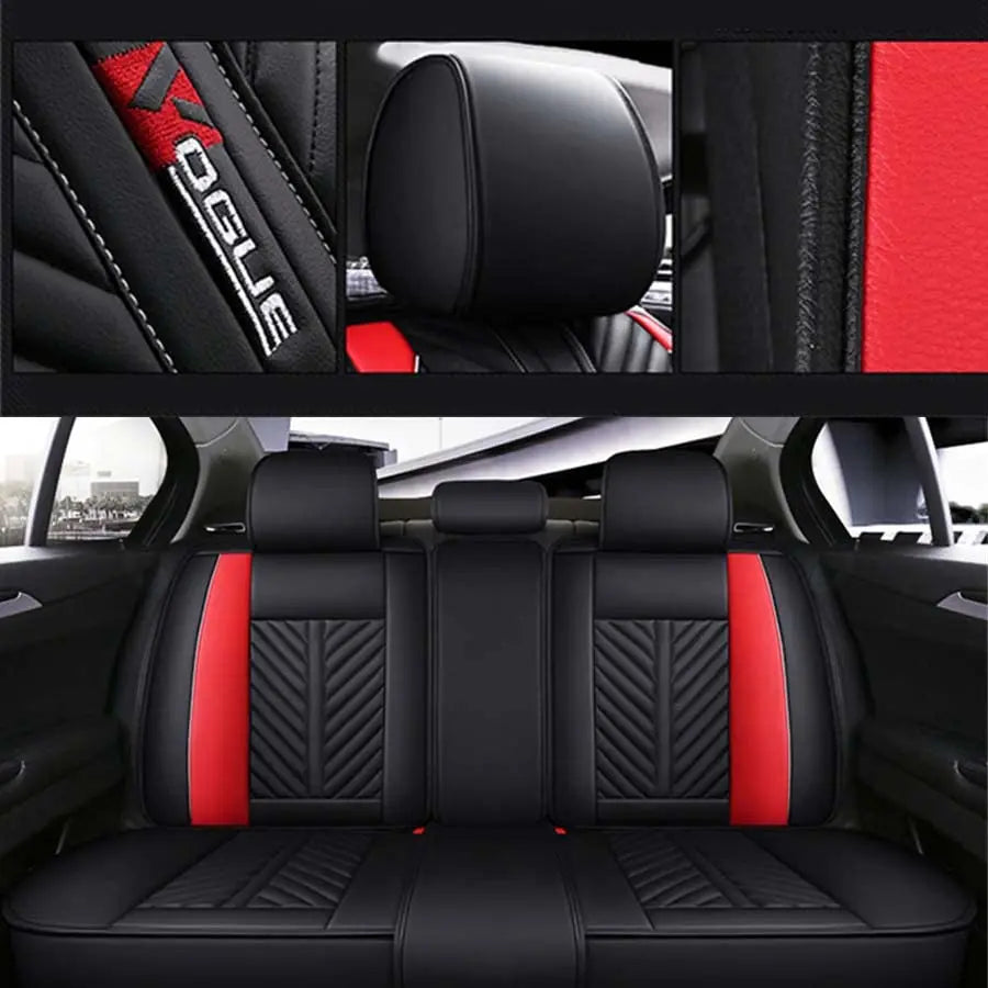 Universal Full Surrounded PU Leather Auto Seat Covers Cushion Set 5-Sits Car SUV
