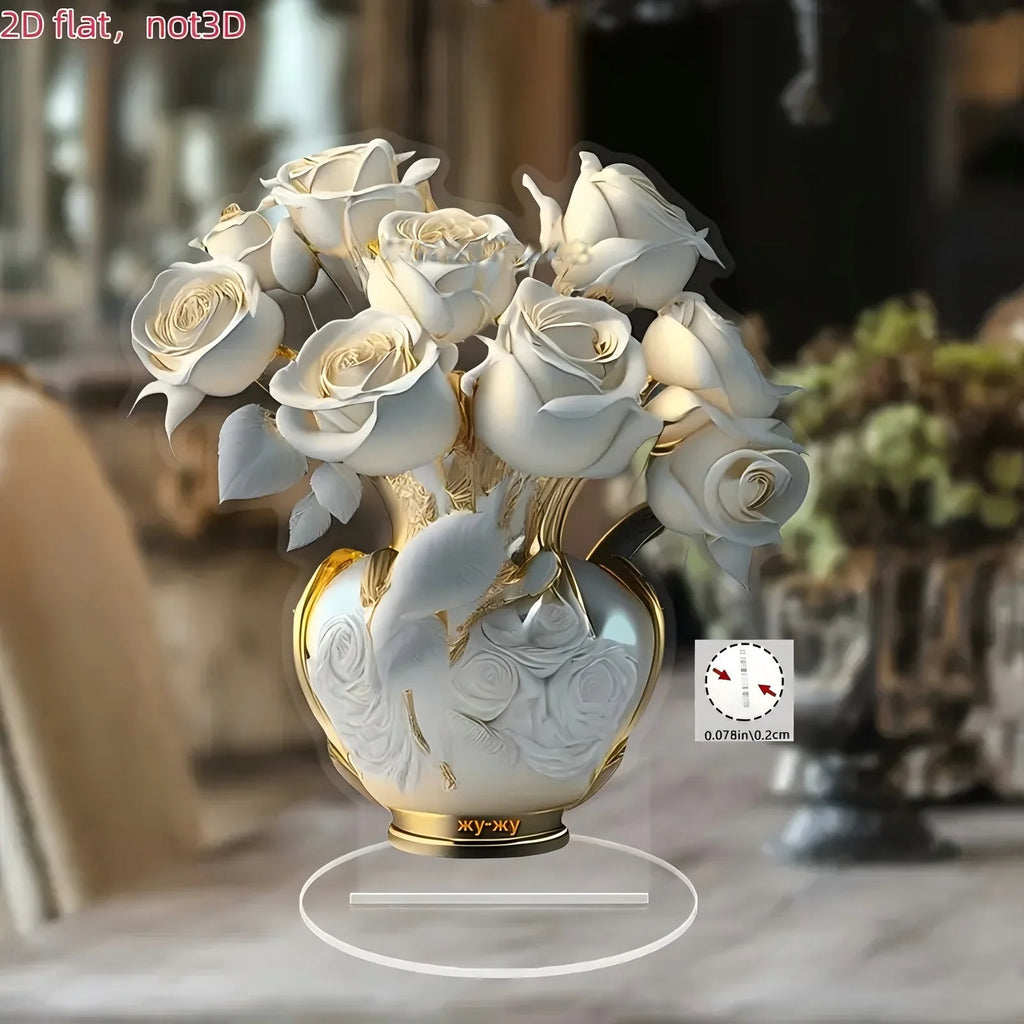 Acrylic Flower Decorations for Home Office Desk Enhance Visual Effects New Holiday Gift Ideas Artificial Blooming Plant Decor