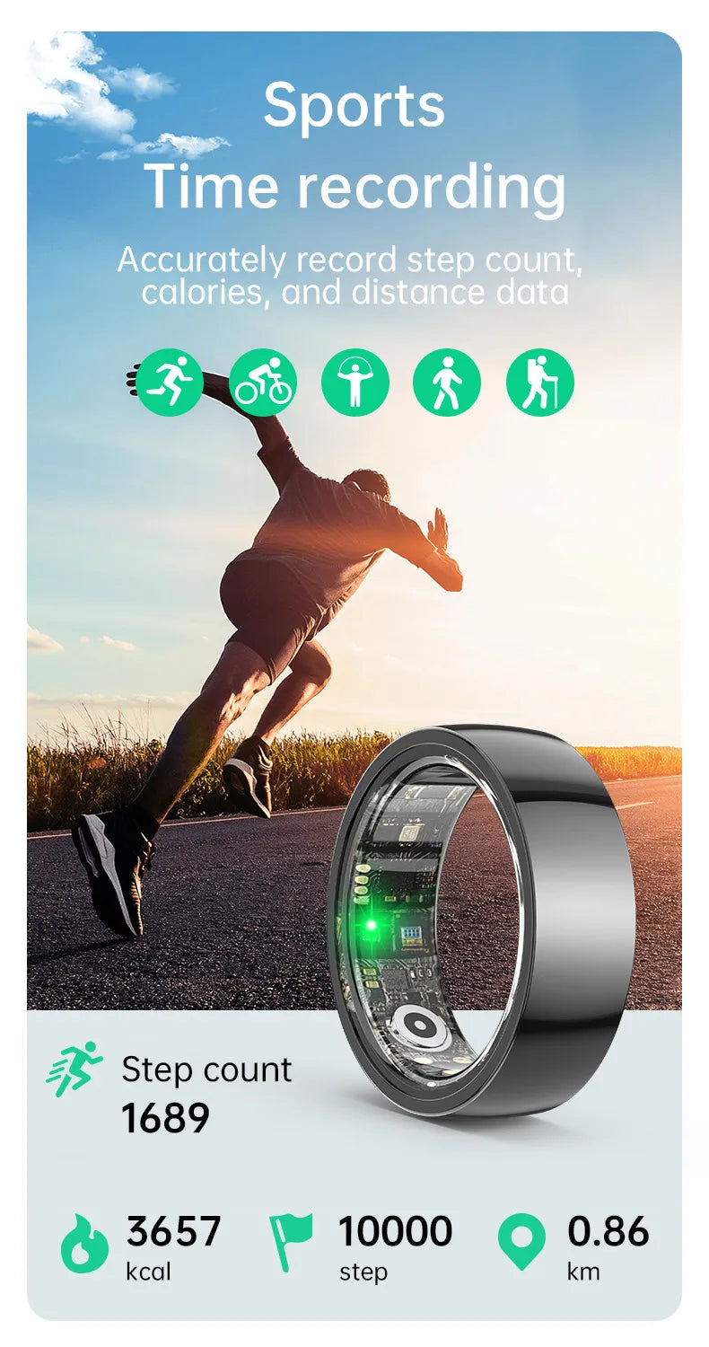Smart Health R1000 Ceramic Fitness Ring – Sleep & Heart Rate Monitor