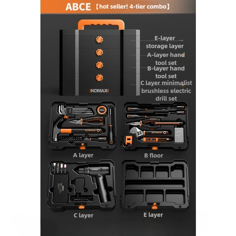 Household Toolbox Set Multi-functional Hand Tool Sets Portable Hardware Woodworking Electrician Toolkit Vehicle Repair Tools