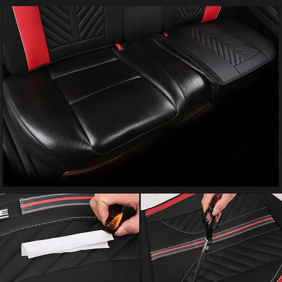 Universal Full Surrounded PU Leather Auto Seat Covers Cushion Set 5-Sits Car SUV
