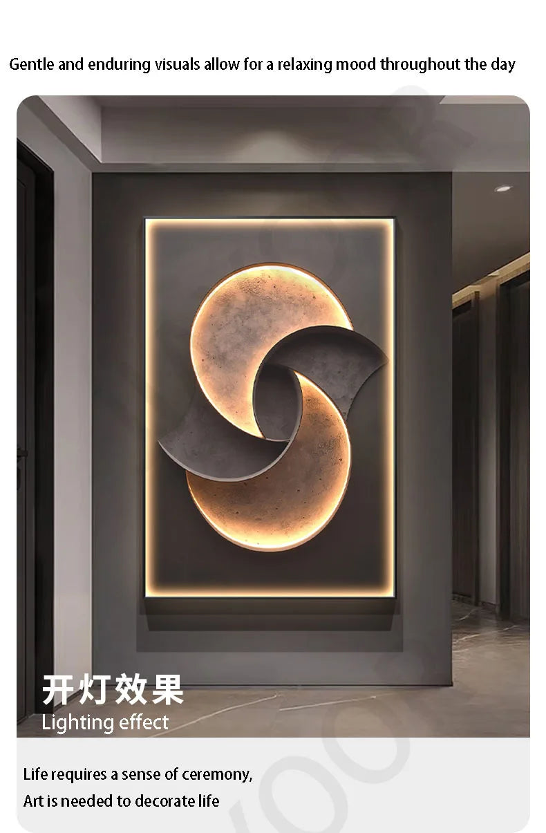 Luxury LED Wall Lamp with Mural – Modern Corridor, Foyer & Living Room Hanging Light