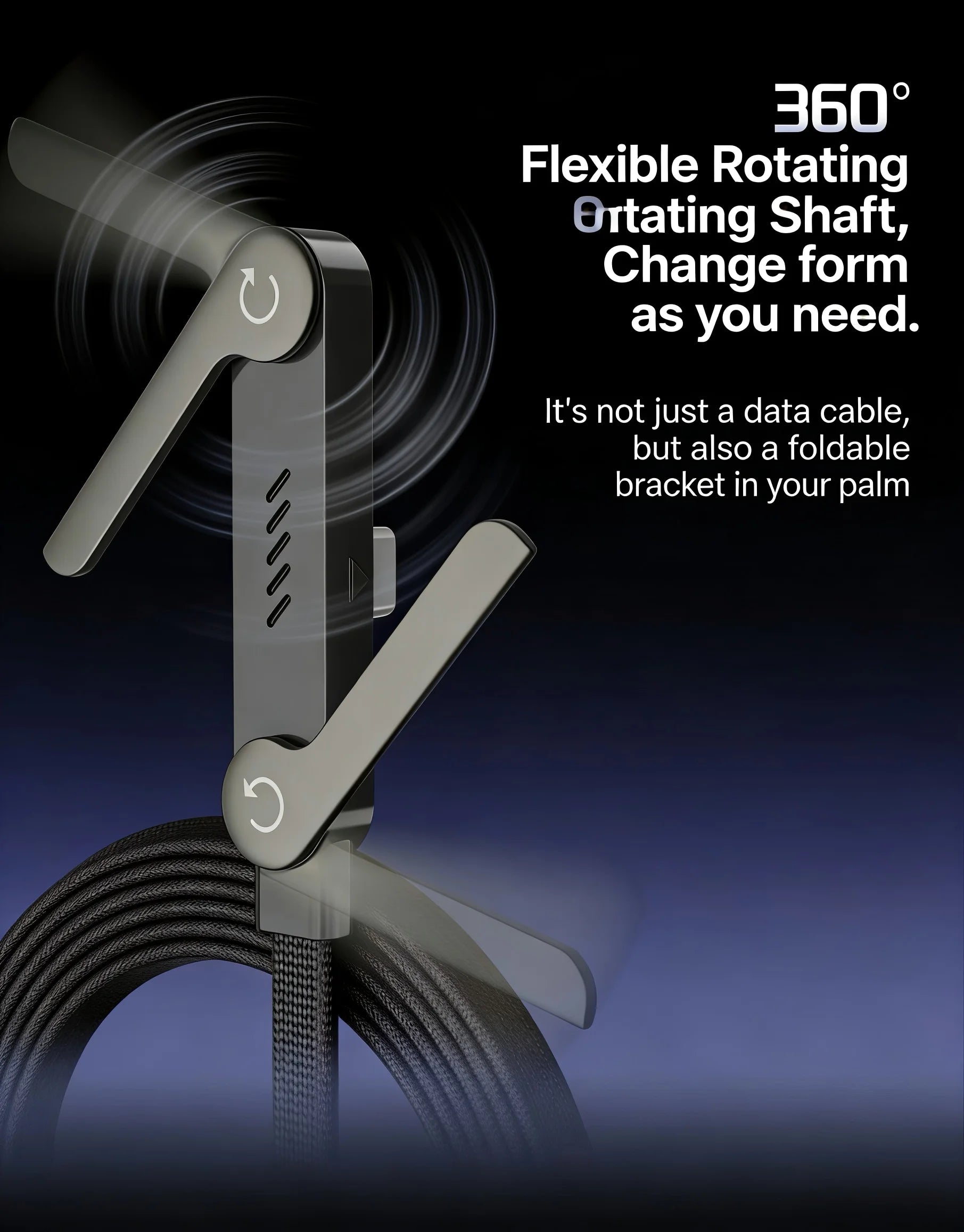 2-in-1 USB-C 240W Fast Charging Cable with Foldable Phone Holder Stand