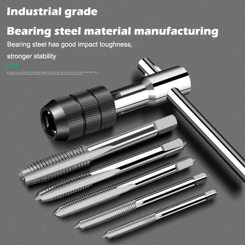 6/8-Piece Manual Tap Wrench Set – HSS Right-Hand Thread Tool