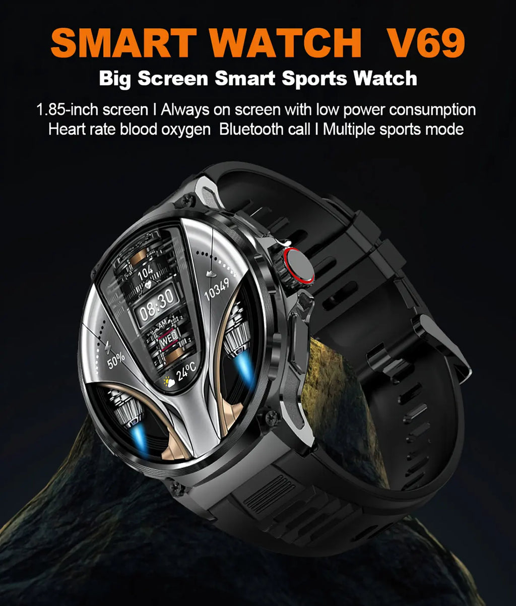 2026 New SmartWatch Men 1.85-Inch HD Sports Bluetooth Call GPS Sports Fitness Tracker Heart Monitor 710mAh Waterproof For Gift