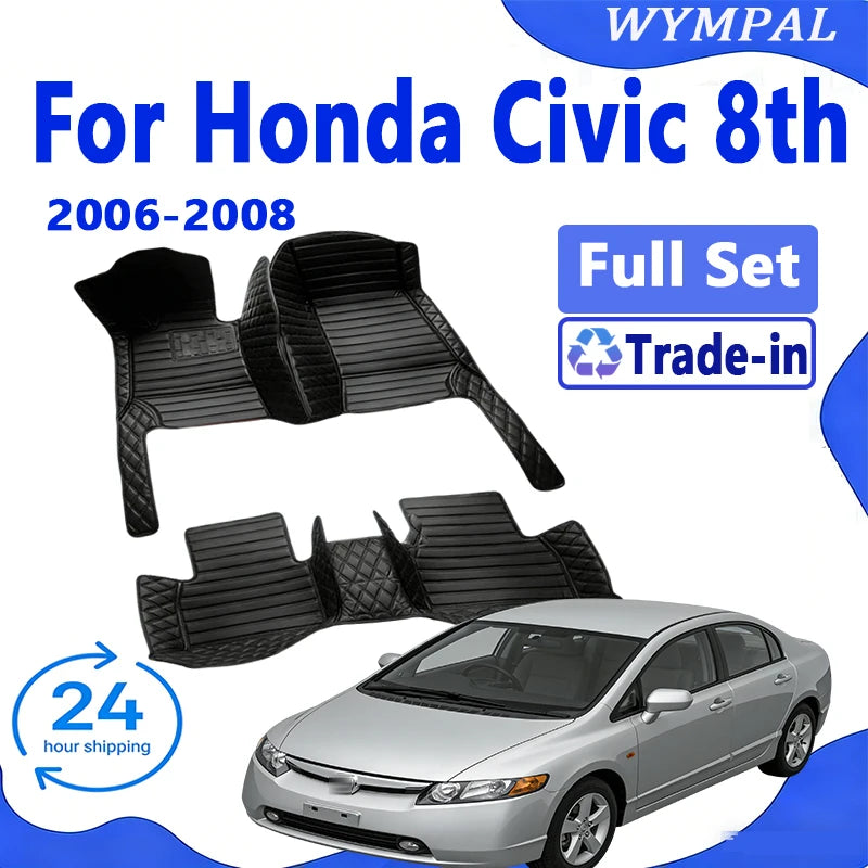Custom Luxury Leather Car Floor Mats for Honda Civic 8th Gen 2006-2008 – Full Coverage