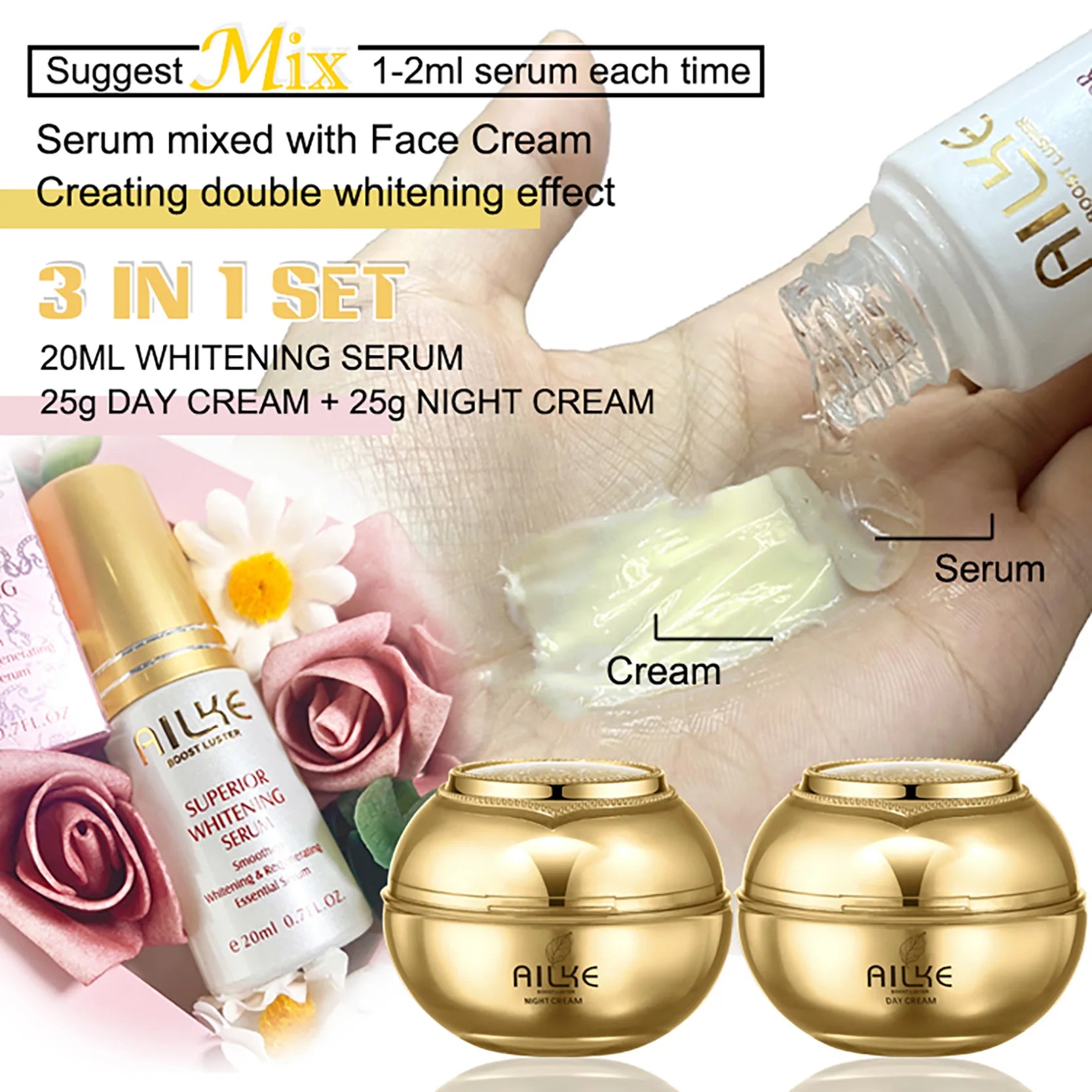 AILKE Brightening Skin Care Set – Even Skin Tone, Anti-Wrinkle & Dark Spot Corrector for All Skin Types