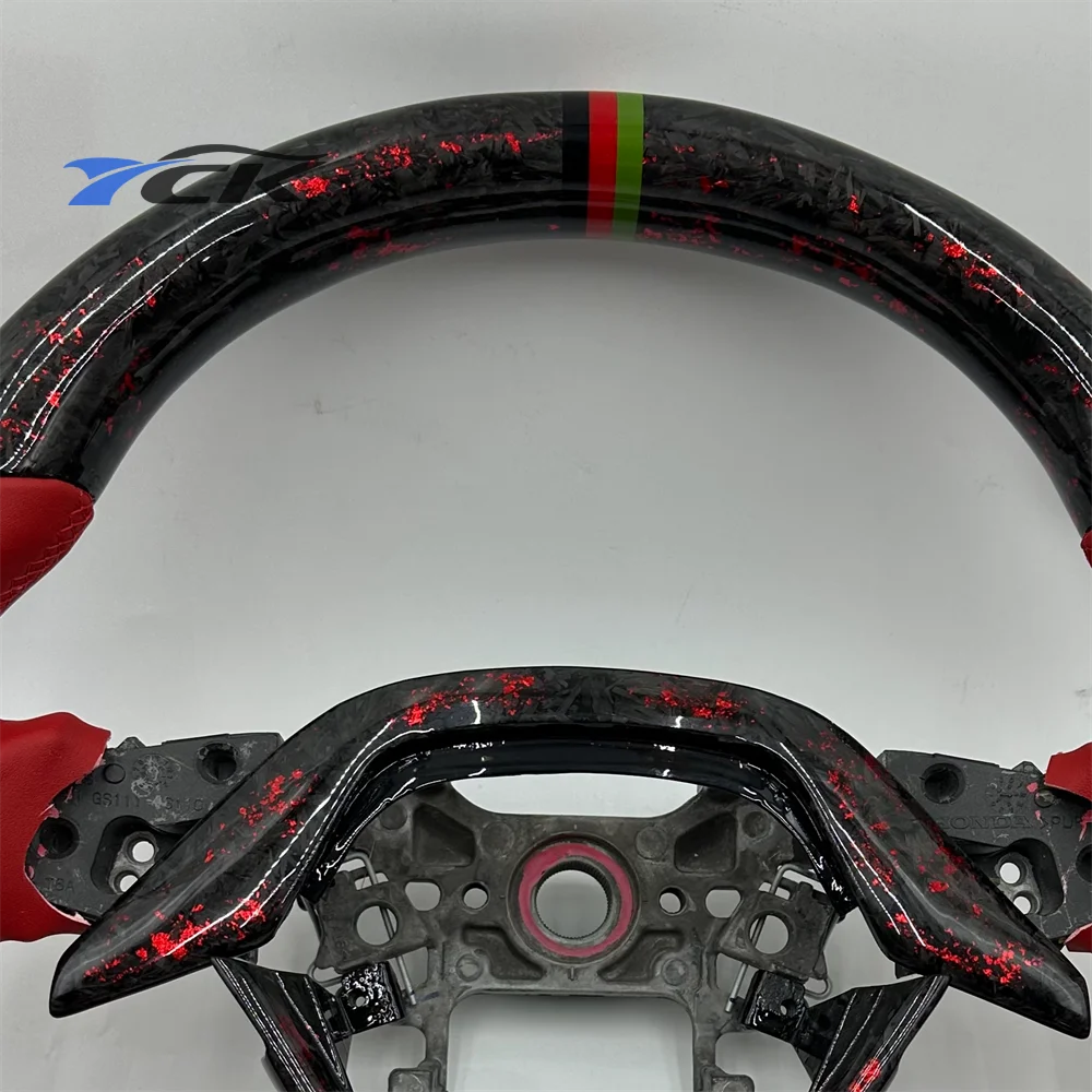 Car accessories Steering Wheel Custom For 2018 2019 2020 2021 2022 2023 Honda Accord Forged Carbon Fiber Red Leather