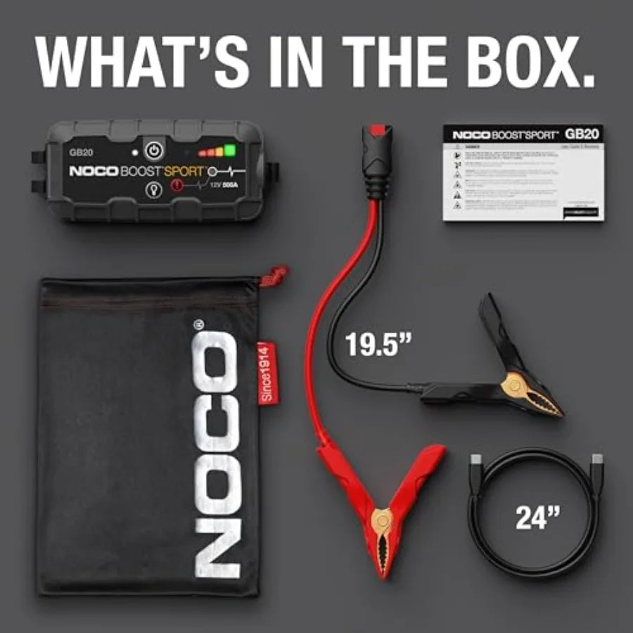 Boost : 500A UltraSafe Jump Starter 12V Lithium Battery Booster Pack Portable Jump Box Power Bank and Jumper Cables - for 4.0L