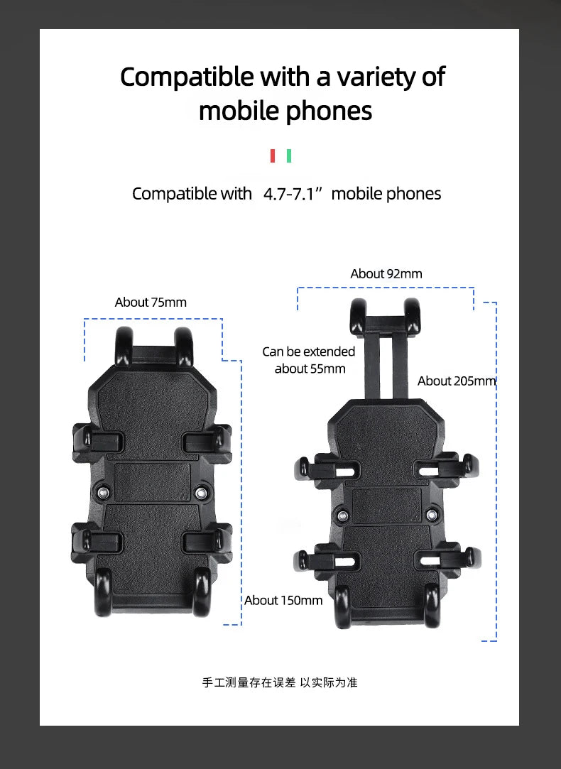Motorcycle Electric Bike Mobile Phone Holder Aluminum Handlebar Bicycle Riding Bracket GPS Mount Phone Holder W/ Shock Absorber