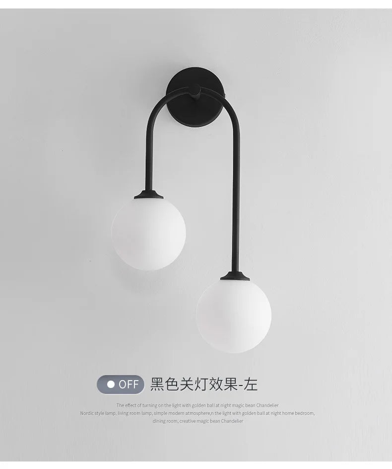 Nordic Wall Lamp – Double Glass Ball Bedroom & Living Room Sconce