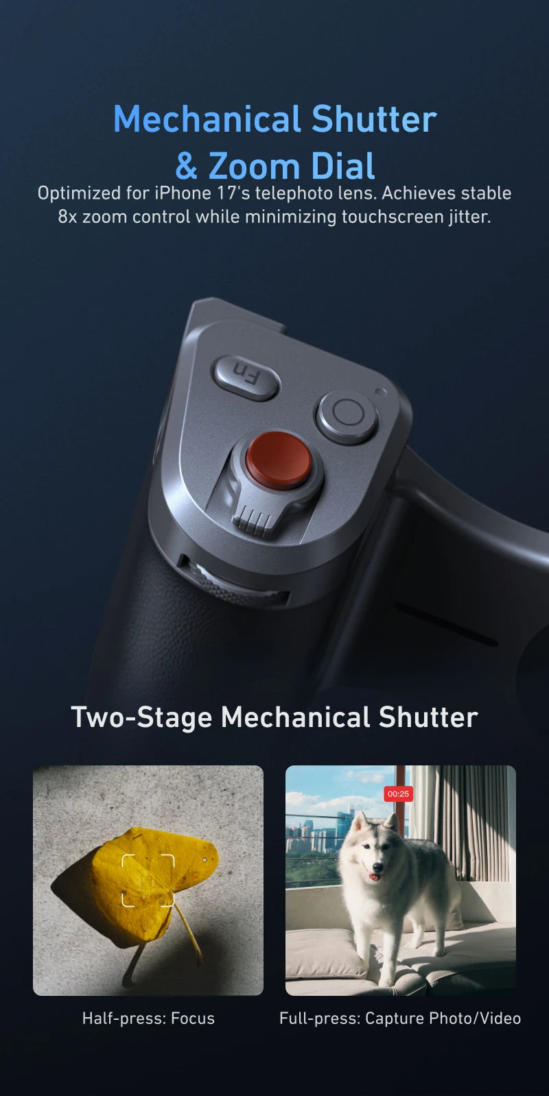 TELESIN Phone Camera Grip for IPhone17 Pro / Pro Max  with Phone Case Remote Shutter Handheld Handheld Photography Accessories