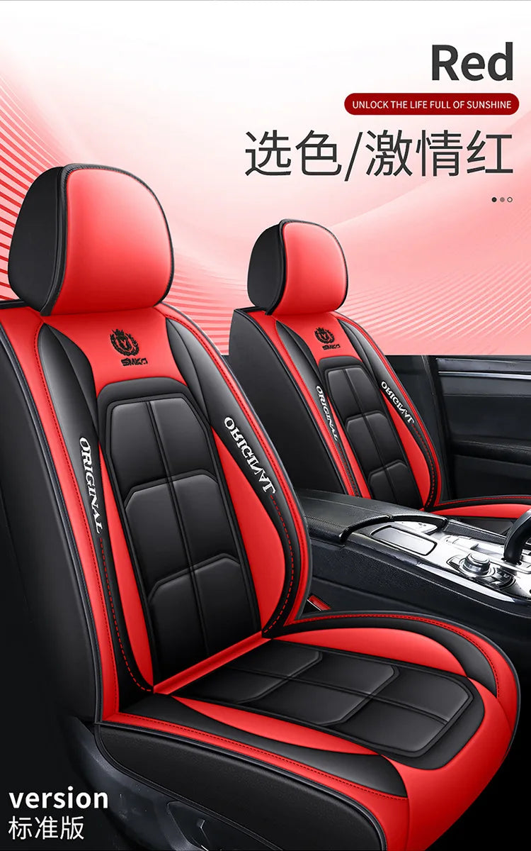 1pc Premium PU Leather Universal Fit Car Seat Cover All-Season Protector Mat with Soft Cushion Full Package Seat Cover