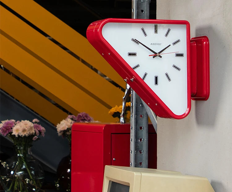 Modern Two-Sided Triangle Wall Clock – Silent Minimalist Design for Living Room