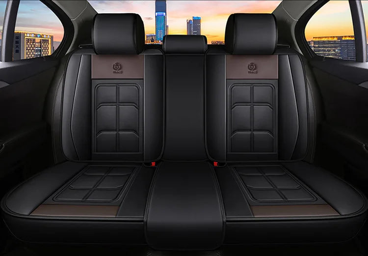 1pc Premium PU Leather Universal Fit Car Seat Cover All-Season Protector Mat with Soft Cushion Full Package Seat Cover