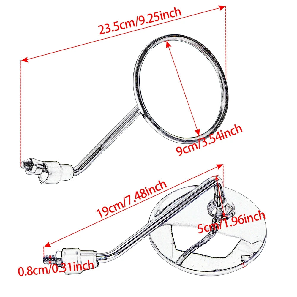 Motorcycle Mirrors Universal 8mm/10mm Round Motorcycle Rear View Side Mirrors Handle Bar for Mountain Bike Dirt Bike ATV