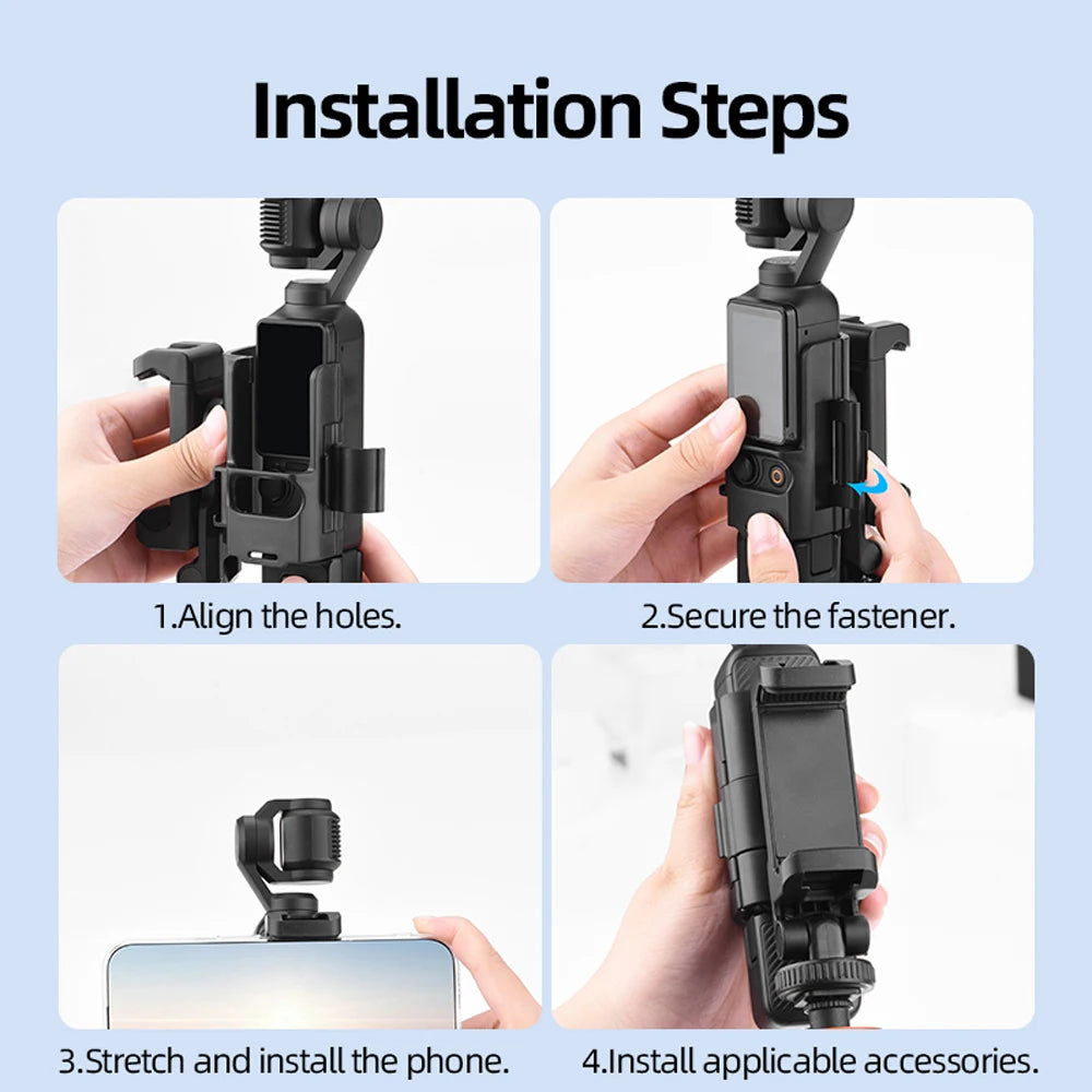 Phone Holder Teleprompter for DJI Pocket 4 3 Camera Live Streaming Bracket Expansion Adapter Frame Photography Accessories