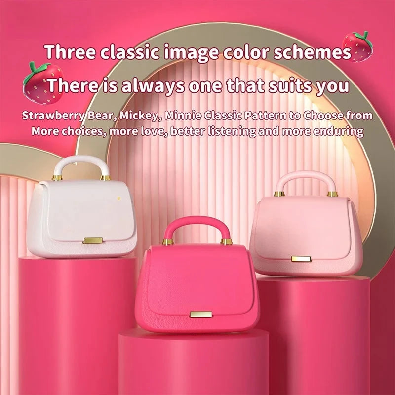 Smart Cute AI Translation Earphones – Mini Cartoon Handbag Bluetooth Earbuds for Girls