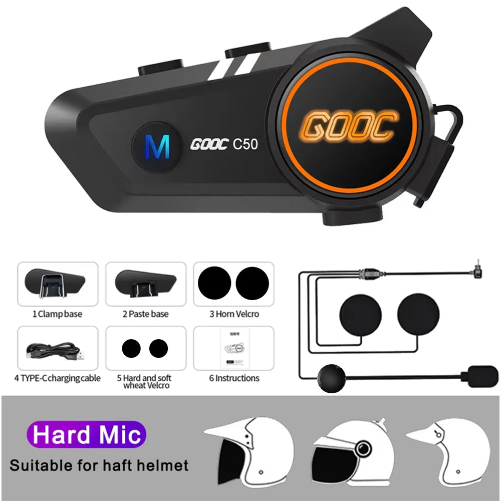 Bluetooth 5.3 Motorcycle Helmet Headset – Waterproof, Hands-Free, MP3
