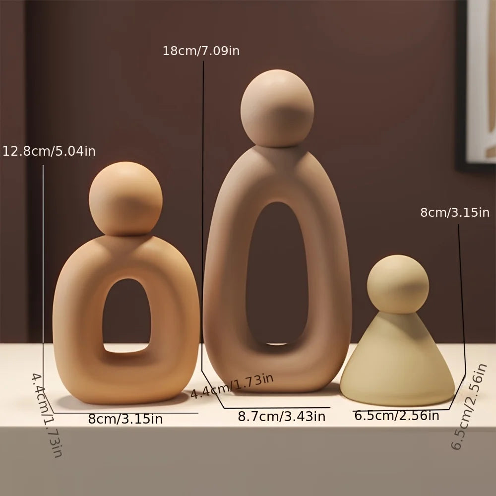 Modern Minimalist Family of Three Resin Sculpture – Abstract Home Decor Figurine