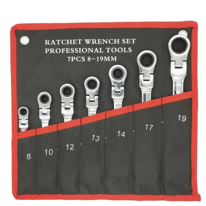 Flexible Ratcheting Combination Wrench Set,Key Wrench Ratchet Spanner Metric Hand Tool Sets,Car Repair Tools with Carrying Bag