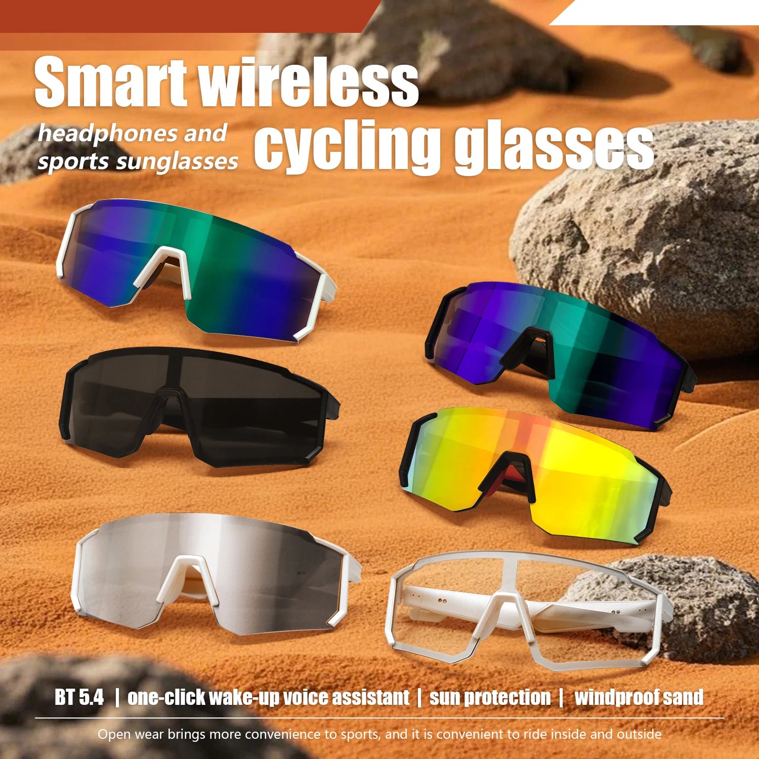 LIGE Smart Glasses Cycling Sport – 100+ Languages AI Translation, Bluetooth, Music, UV Protection