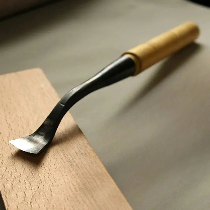 Hand Forged 90° Elbow Carving Chisel – Woodworking Round Chisel Knife for Sculpture & Carpentry